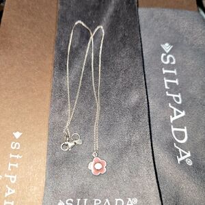 Silpada Girls Silver and Pink Flower Necklace